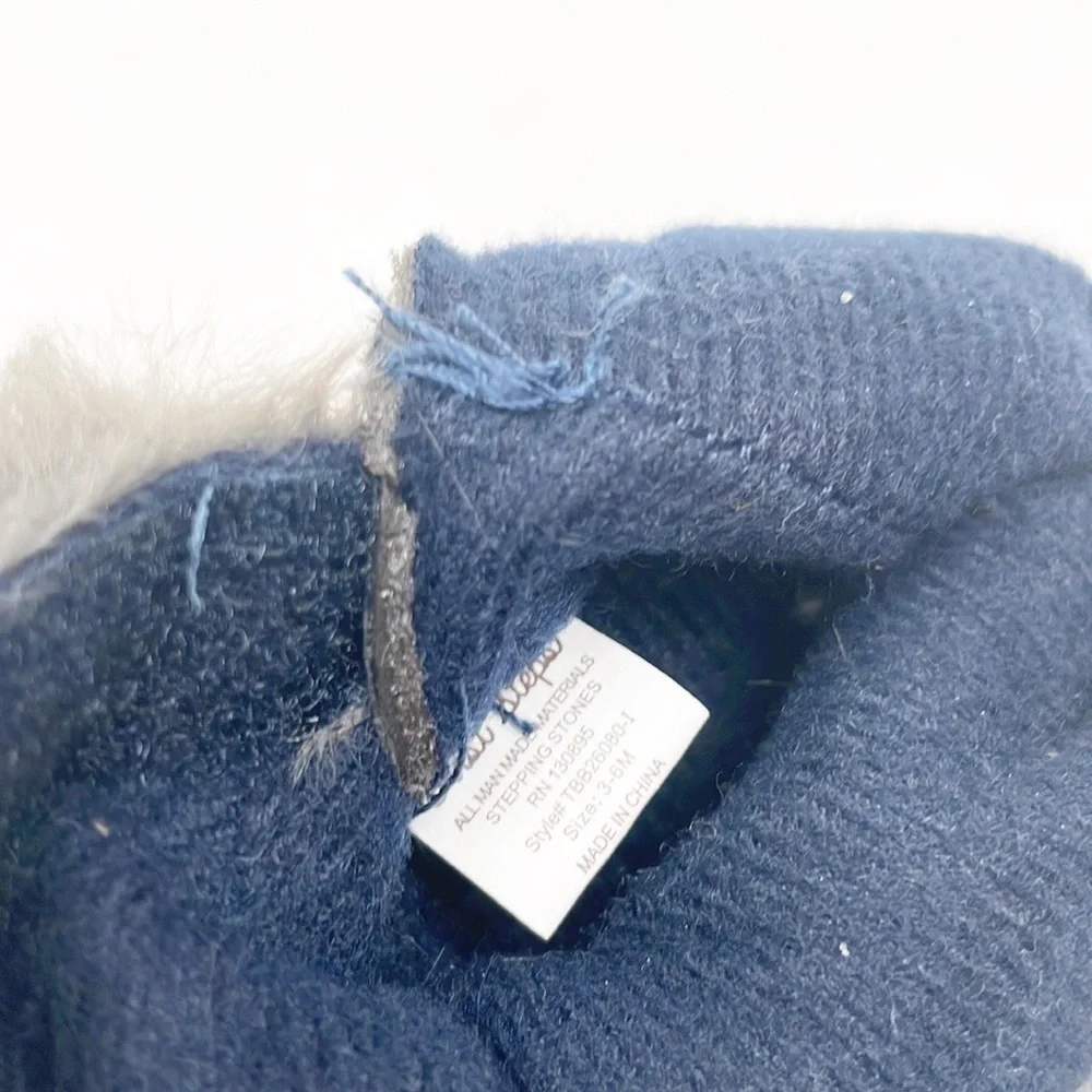 First Steps navy blue/gray faux fur baby boots
